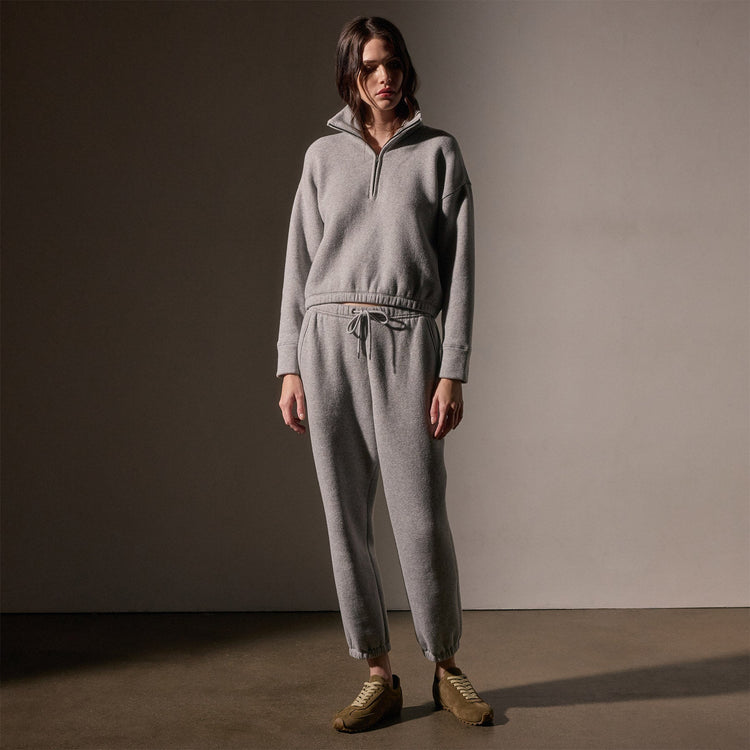 Cozy Oversized Half Zip  in Heather Grey | James Perse Los Angeles