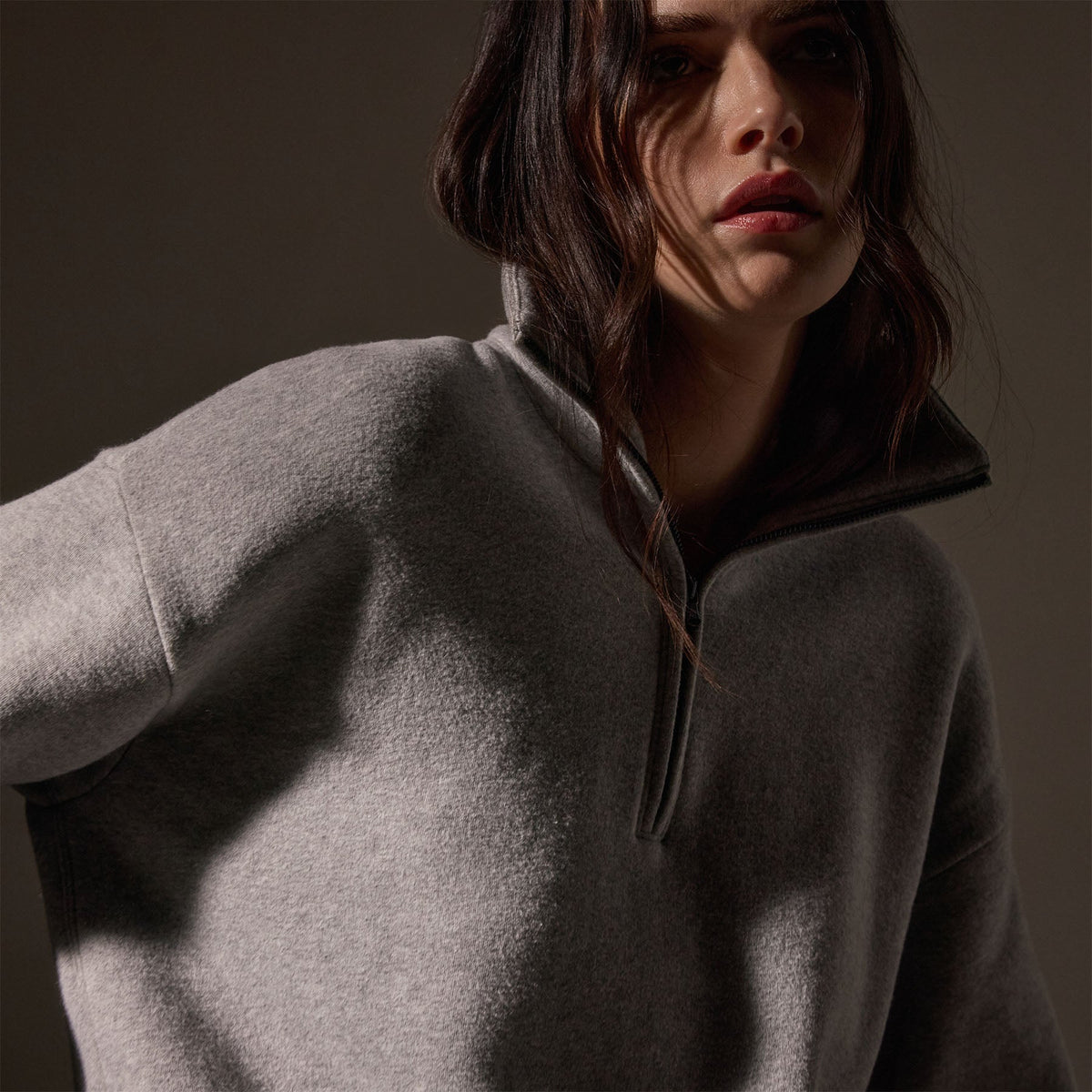 Cozy Oversized Half Zip  in Heather Grey | James Perse Los Angeles