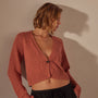 Cotton Linen Cropped Cardigan in Adobe | James Perse Los Angeles