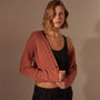 Cotton Linen Cropped Cardigan in Adobe | James Perse Los Angeles