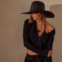 Cotton Linen Cropped Cardigan in Black | James Perse Los Angeles