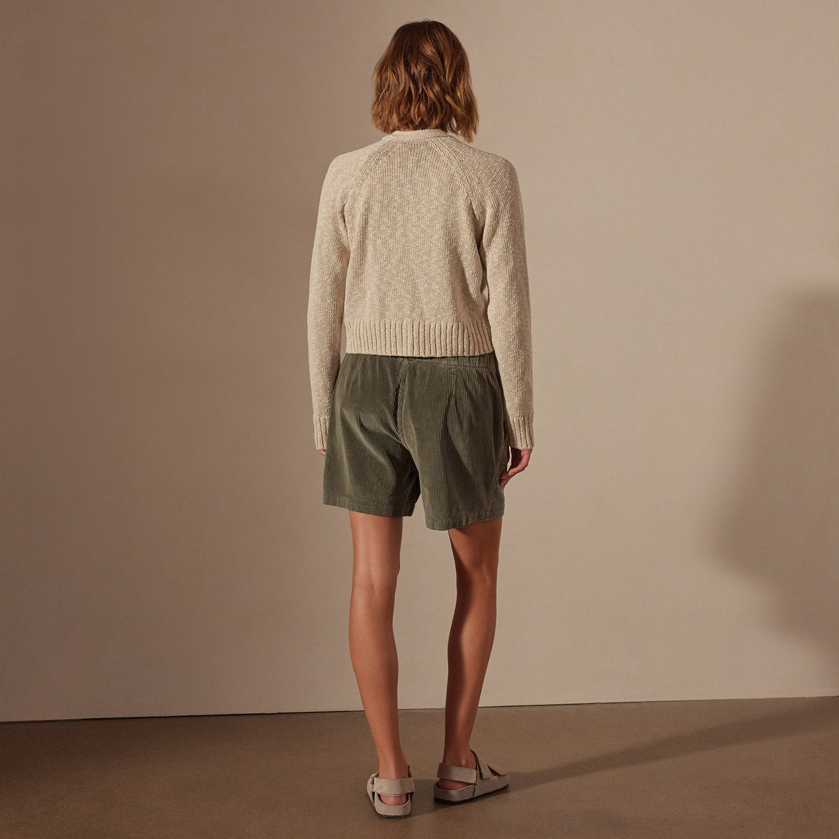 Cotton Linen Cropped Cardigan in Natural | James Perse Los Angeles