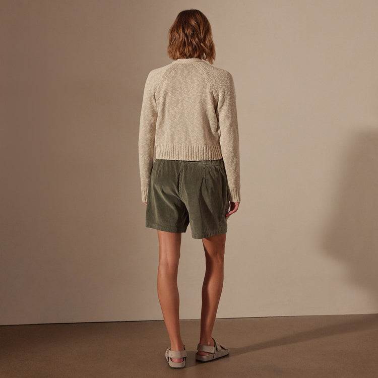 Cotton Linen Cropped Cardigan in Natural | James Perse Los Angeles