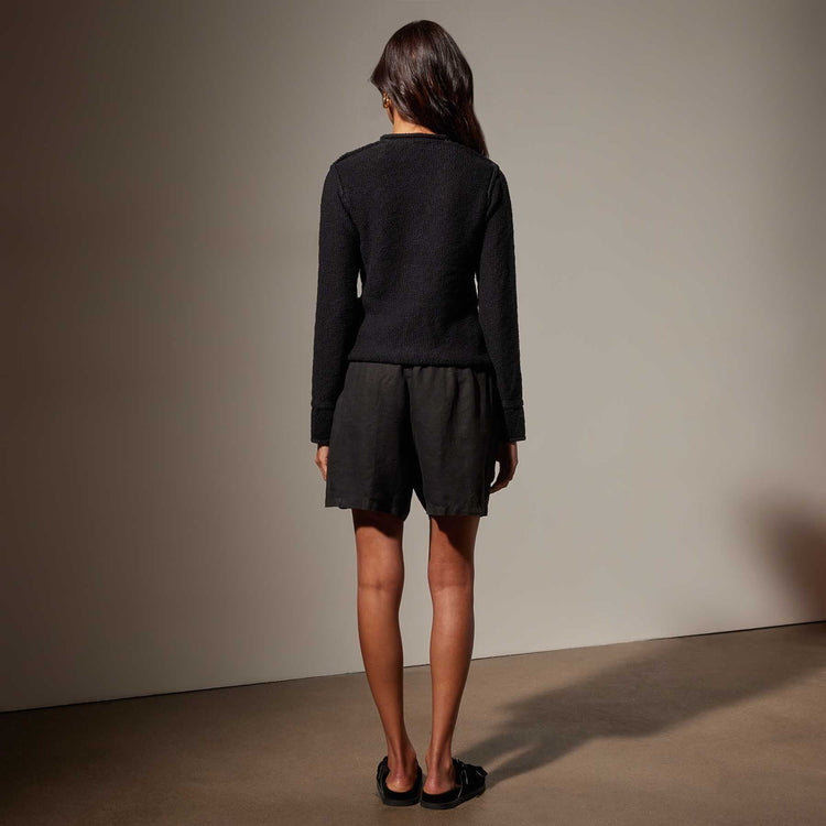Cotton Linen Button Cardigan in Black | James Perse Los Angeles