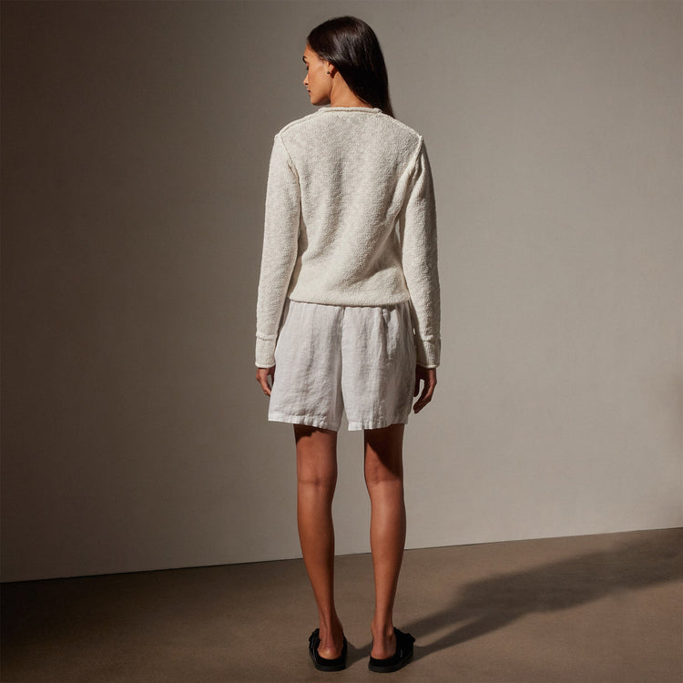 Cotton Linen Button Cardigan in White | James Perse Los Angeles