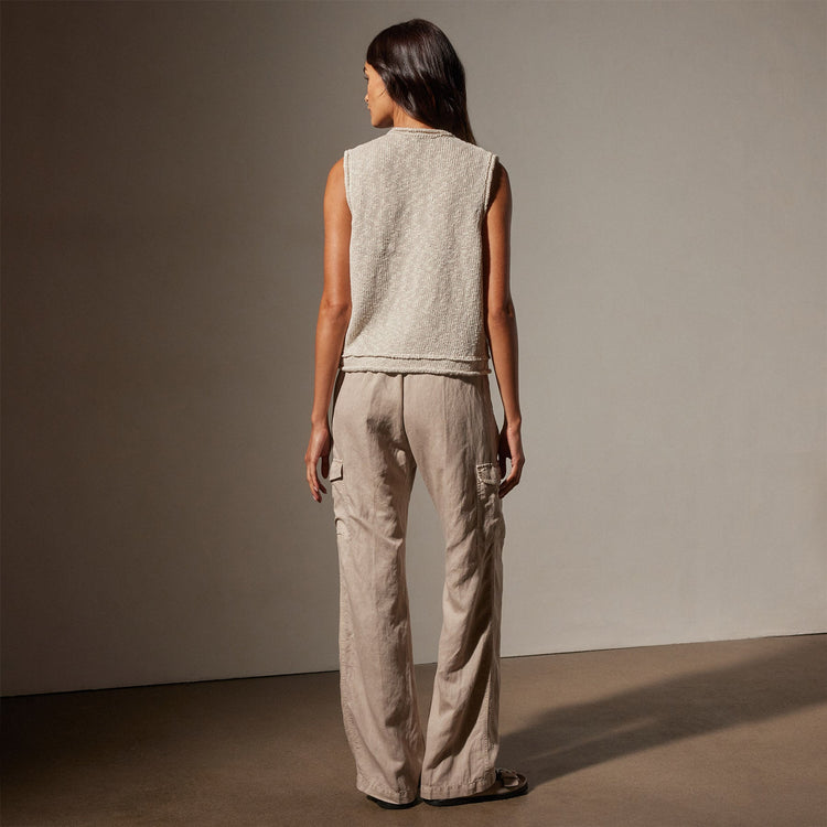 Cotton Linen V Neck Vest in Natural | James Perse Los Angeles