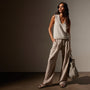 Cotton Linen V Neck Vest in Natural | James Perse Los Angeles