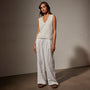 Cotton Linen V Neck Vest in White | James Perse Los Angeles