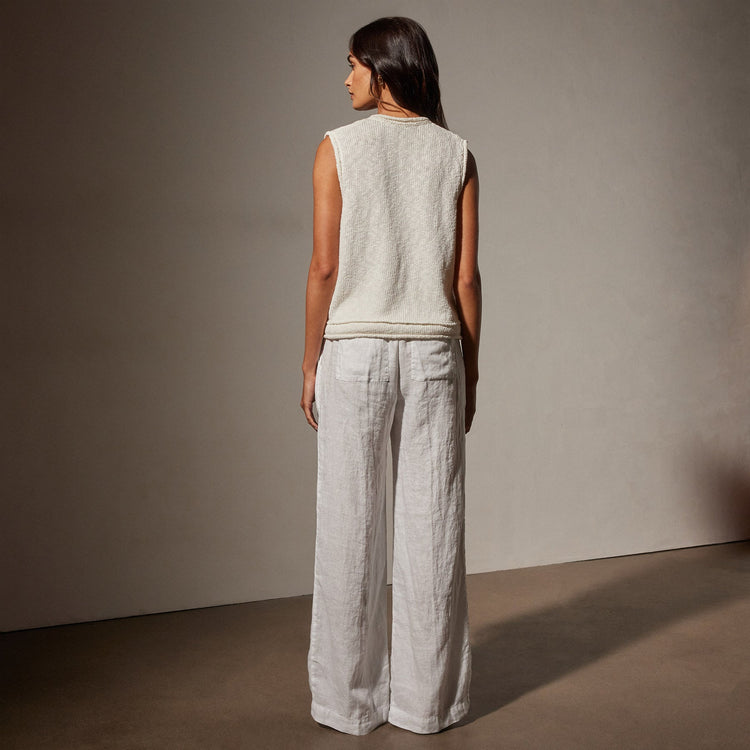 Cotton Linen V Neck Vest in White | James Perse Los Angeles