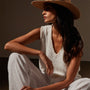 Cotton Linen V Neck Vest in White | James Perse Los Angeles