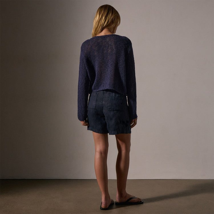 Cotton Linen Open Knit Pullover in Faded Navy | James Perse Los Angeles