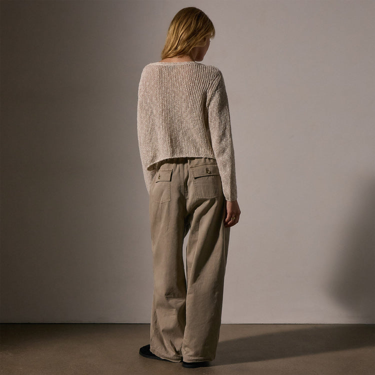 Cotton Linen Open Knit Pullover in Natural | James Perse Los Angeles