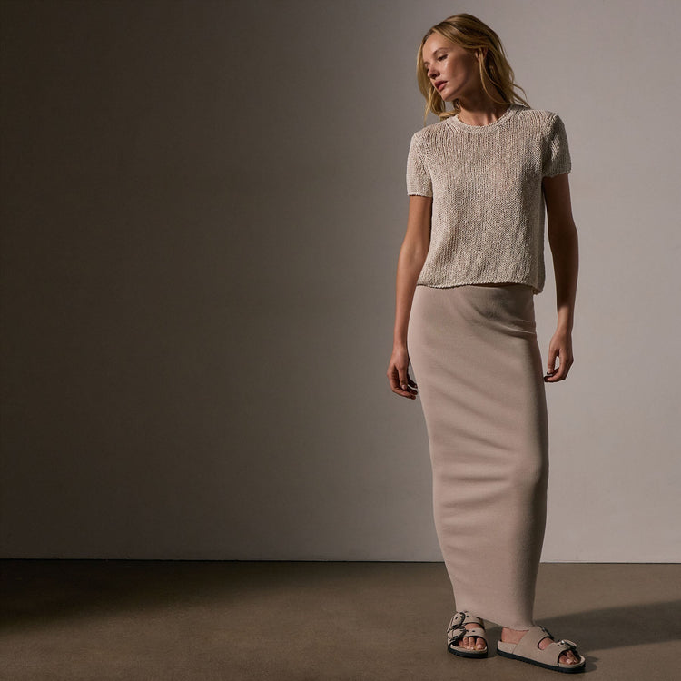 Cotton Linen Knit Crew Neck in Natural | James Perse Los Angeles