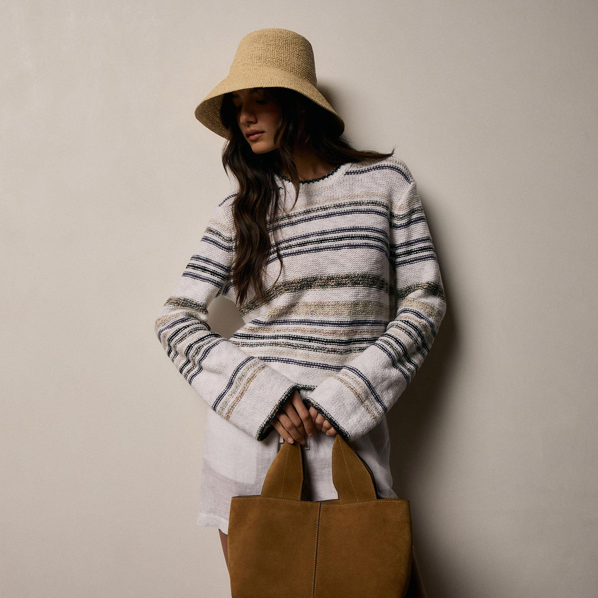 Grey Cape Multi Stripe Sweater In Neutral Multi Stripe | James Perse Los Angeles