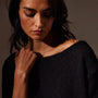 Cotton Linen Boatneck Sweater in Black | James Perse Los Angeles