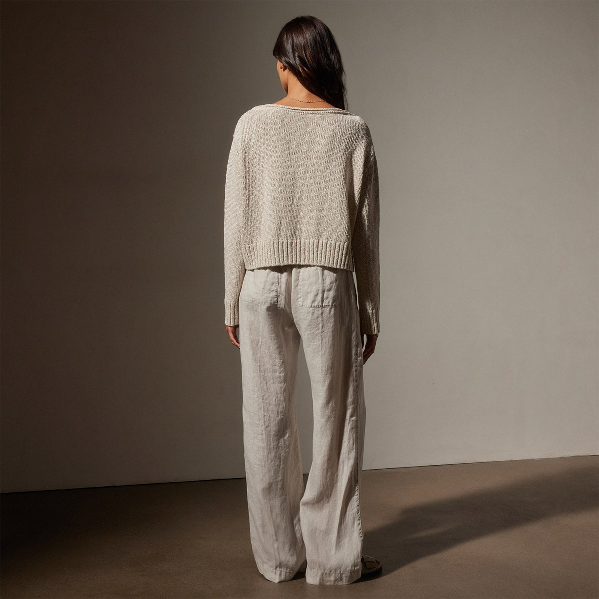 Cotton Linen Boatneck Sweater in Natural | James Perse Los Angeles