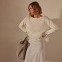 Cotton Linen Boatneck Sweater in White | James Perse Los Angeles