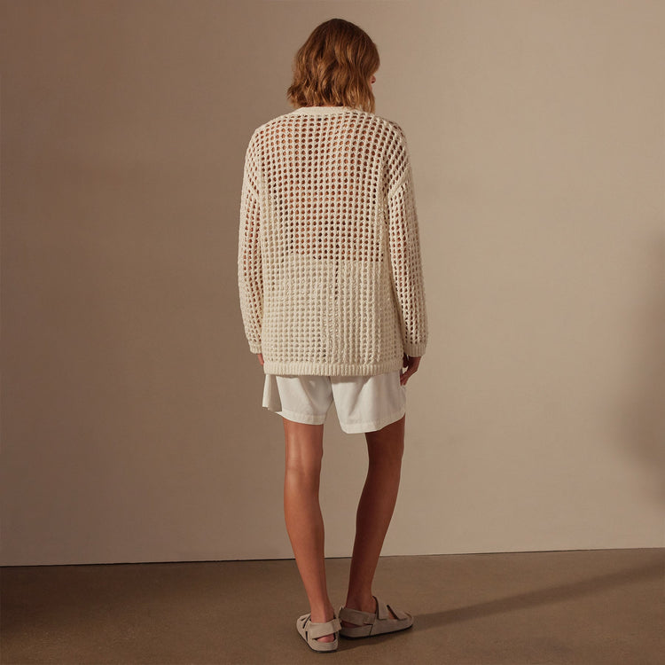 Cotton Linen Open Tunic in White | James Perse Los Angeles
