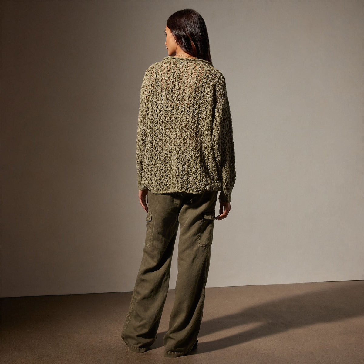 Cotton Linen Textured Sweater in Palm | James Perse Los Angeles