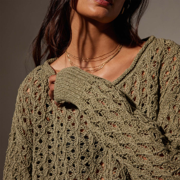Cotton Linen Textured Sweater in Palm | James Perse Los Angeles