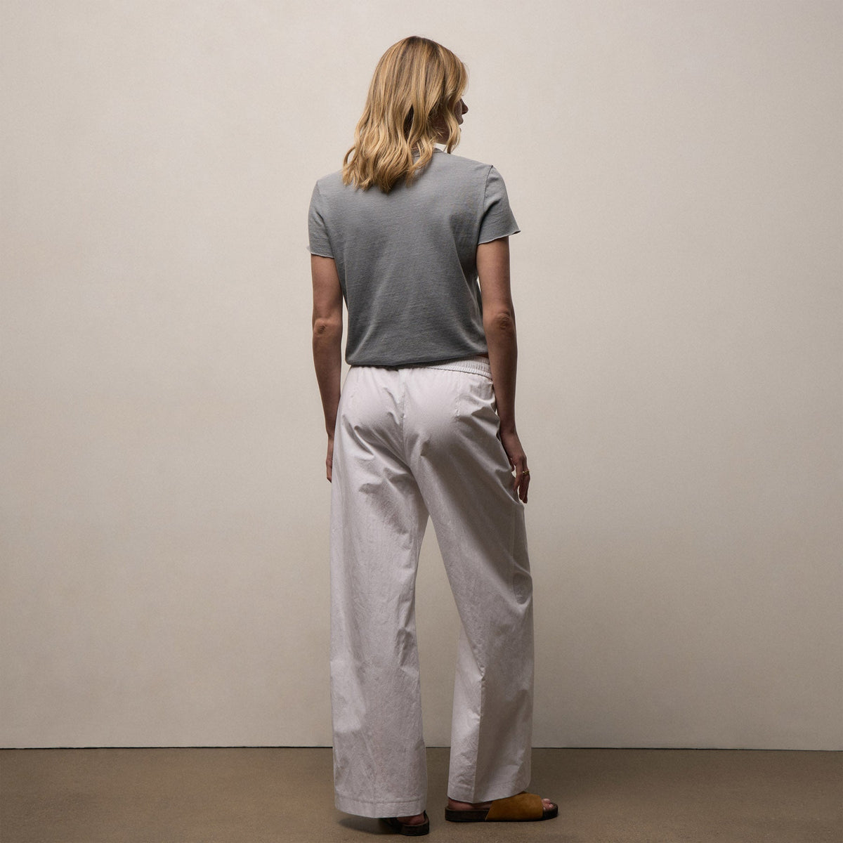 Italian Heavy Poplin Relaxed Pant in White | James Perse Los Angeles