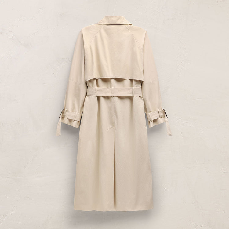Italian Heavy Poplin Trench Coat in Beige | James Perse Los Angeles