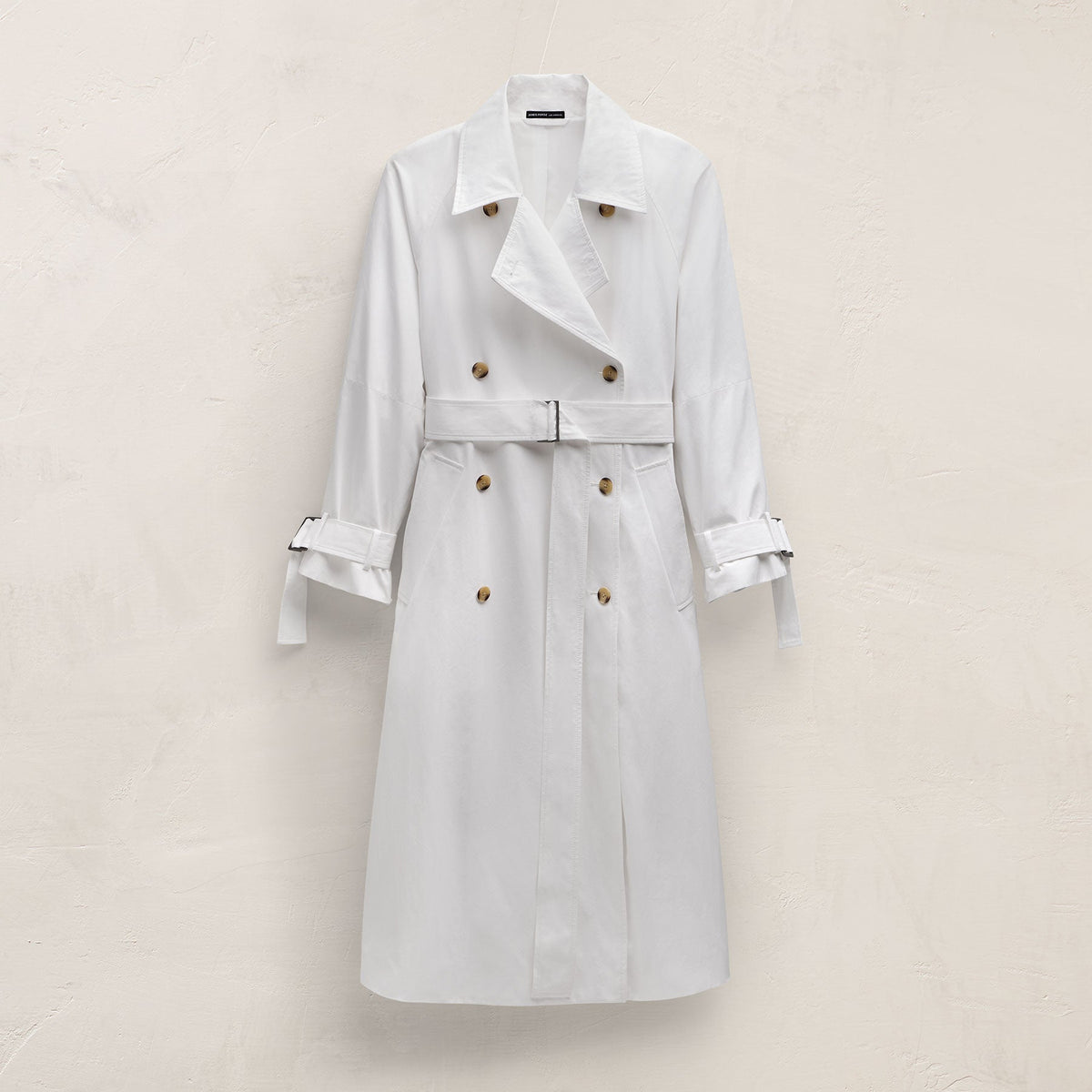 Italian Heavy Poplin Trench Coat In White | James Perse Los Angeles