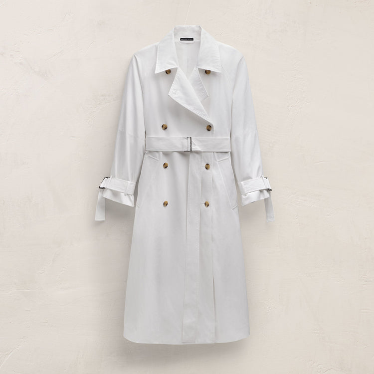 Italian Heavy Poplin Trench Coat In White | James Perse Los Angeles
