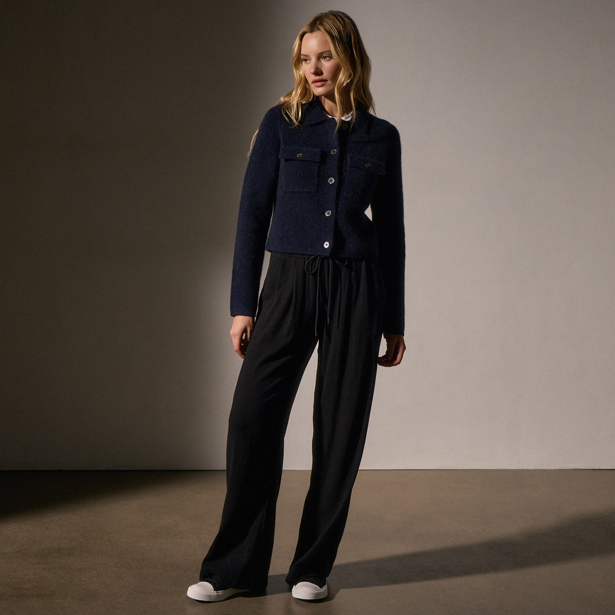 Sweater Knit Jacket in Navy | James Perse Los Angeles