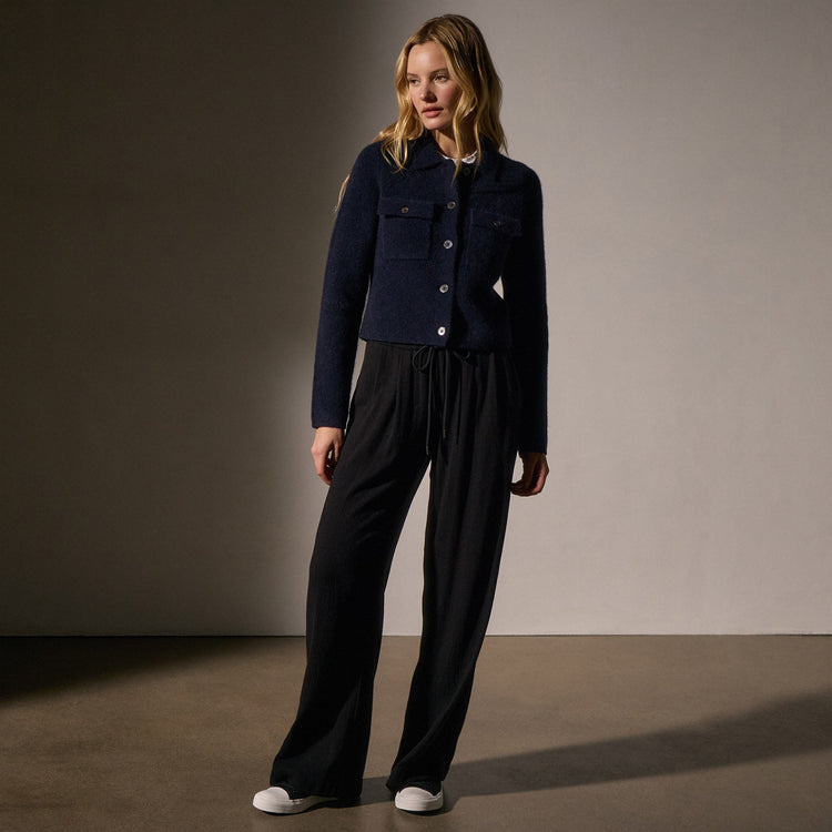 Sweater Knit Jacket in Navy | James Perse Los Angeles