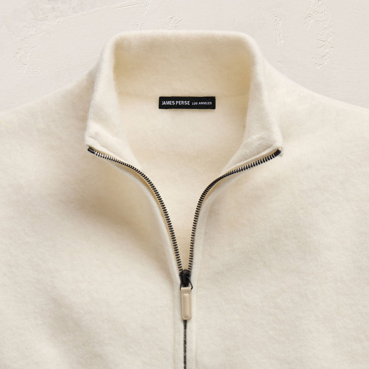 Wool Alpaca Stretch Zip Jacket in Ivory | James Perse Los Angeles FLAT