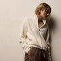 Wool Alpaca Stretch Zip Jacket in Ivory | James Perse Los Angeles