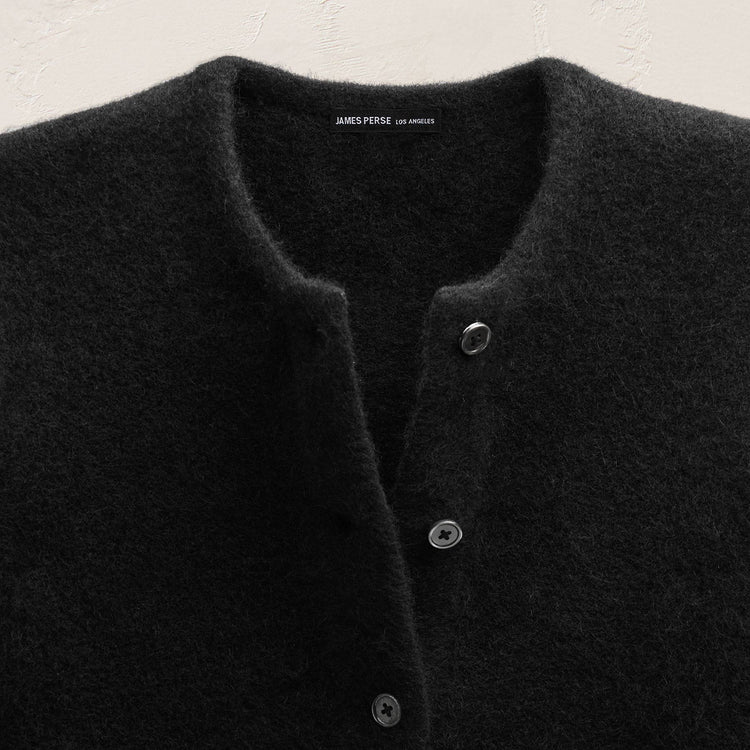 Wool Alpaca Button Front Jacket in Black | James Perse Los Angeles FLAT