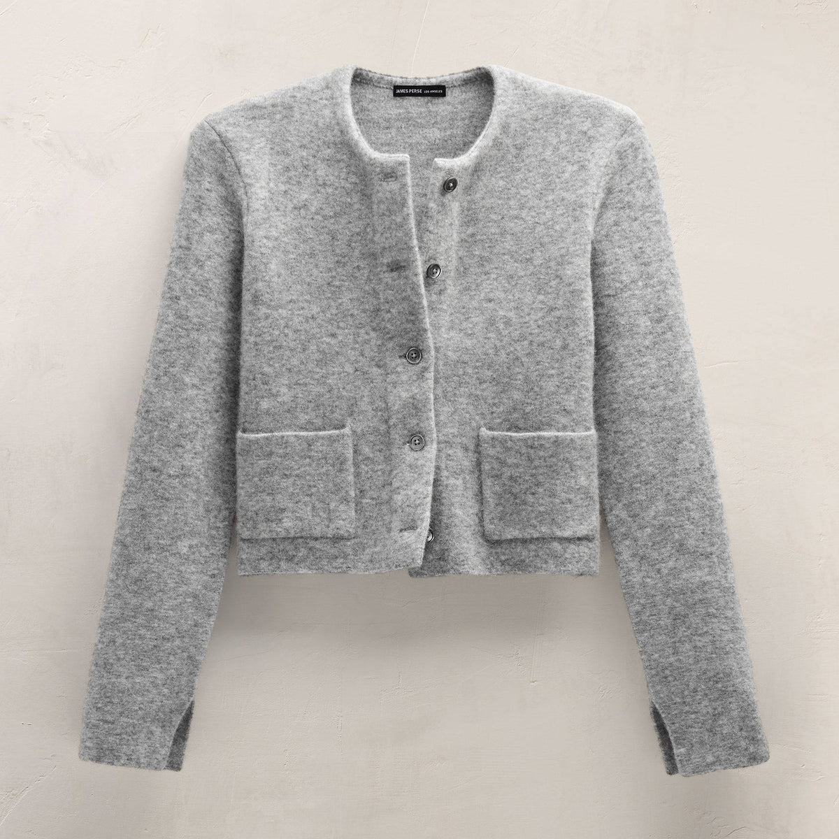 Wool Alpaca Button Front Jacket in Mid Grey | James Perse Los Angeles FLAT