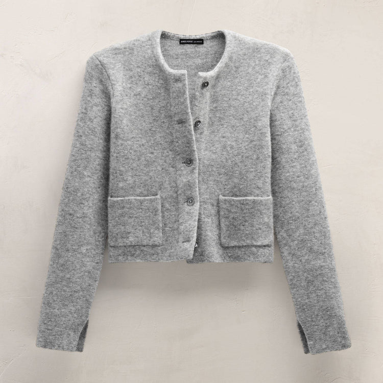Wool Alpaca Button Front Jacket in Mid Grey | James Perse Los Angeles FLAT