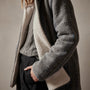 Sherpa Lined Baja Jacket in Heather Grey Stripe | James Perse Los Angeles