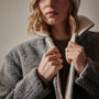 Sherpa Lined Baja Jacket in Heather Grey Stripe | James Perse Los Angeles