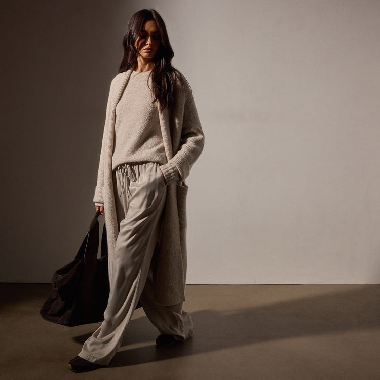 Double Bed Cashmere Coat in Hazel | James Perse Los Angeles