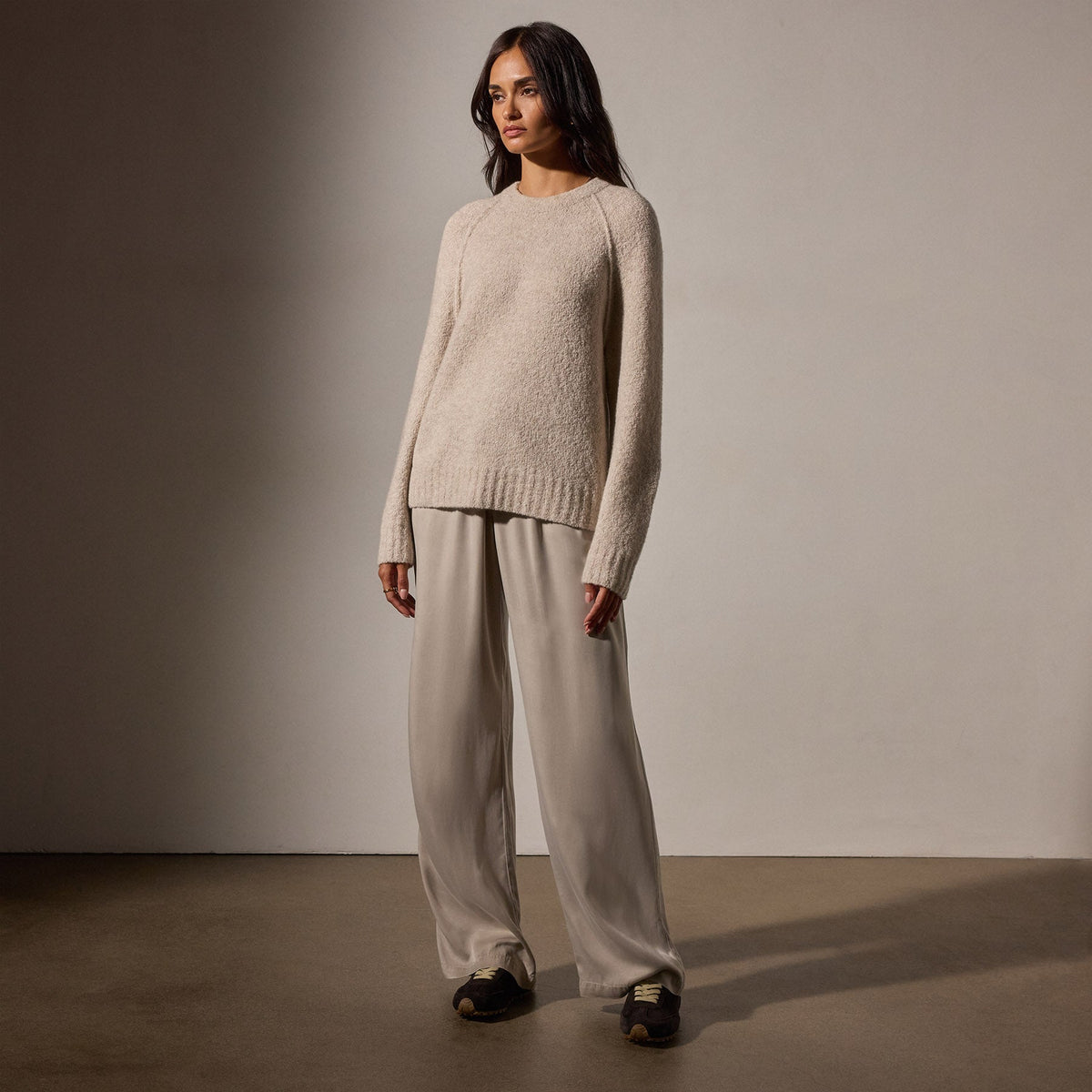 Cashmere Boucle Mock Neck in Hazel | James Perse Los Angeles