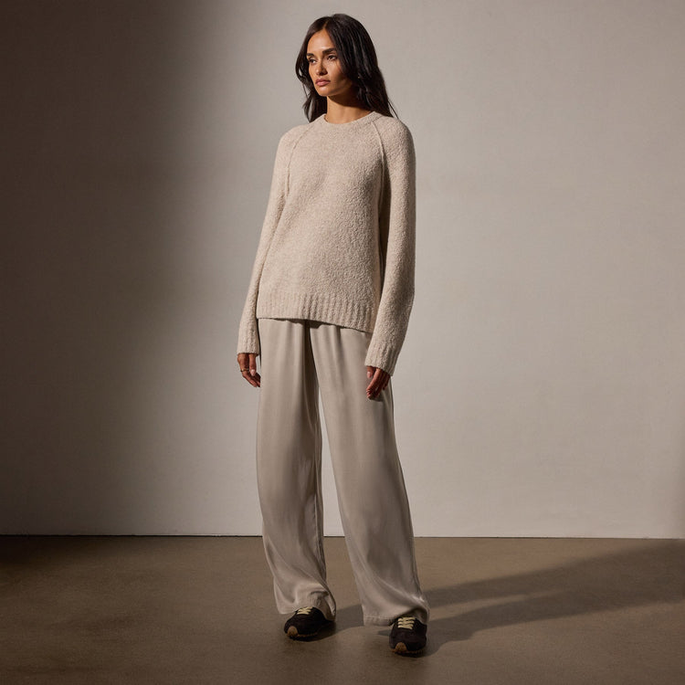Cashmere Boucle Mock Neck in Hazel | James Perse Los Angeles