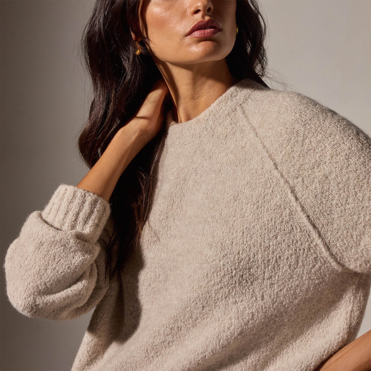 Cashmere Boucle Mock Neck in Hazel | James Perse Los Angeles