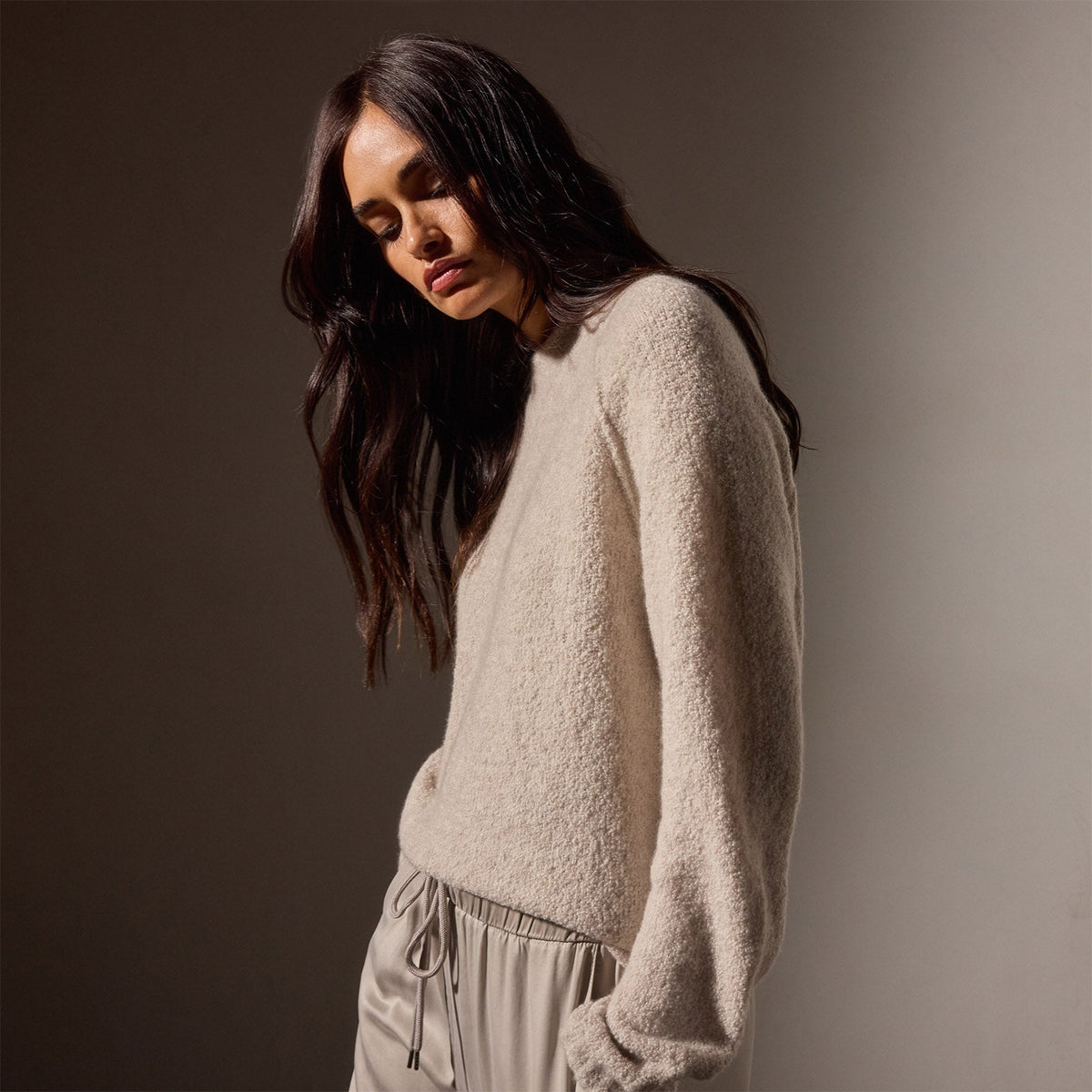 Cashmere Boucle Mock Neck in Hazel | James Perse Los Angeles