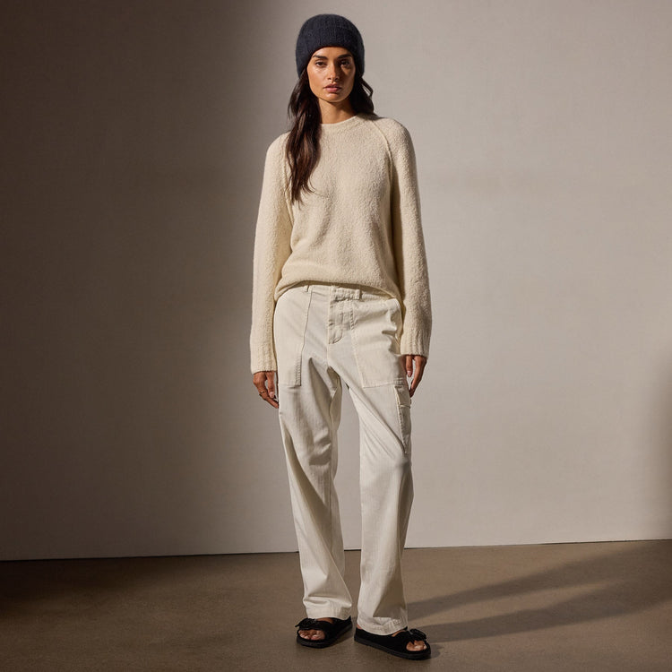 Cashmere Boucle Mock Neck in Ivory | James Perse Los Angeles