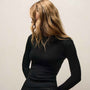Wool Rib Long Sleeve Lounge Tee in Black | James Perse Los Angeles