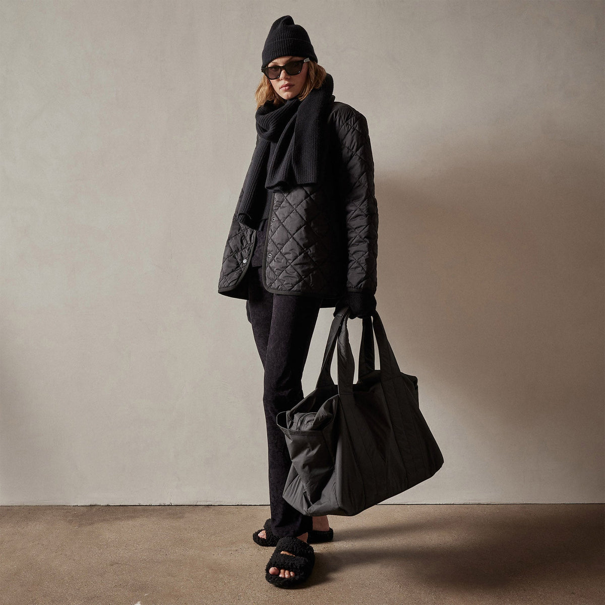 Diamond Quilted Jacket in Black | James Perse Los Angeles