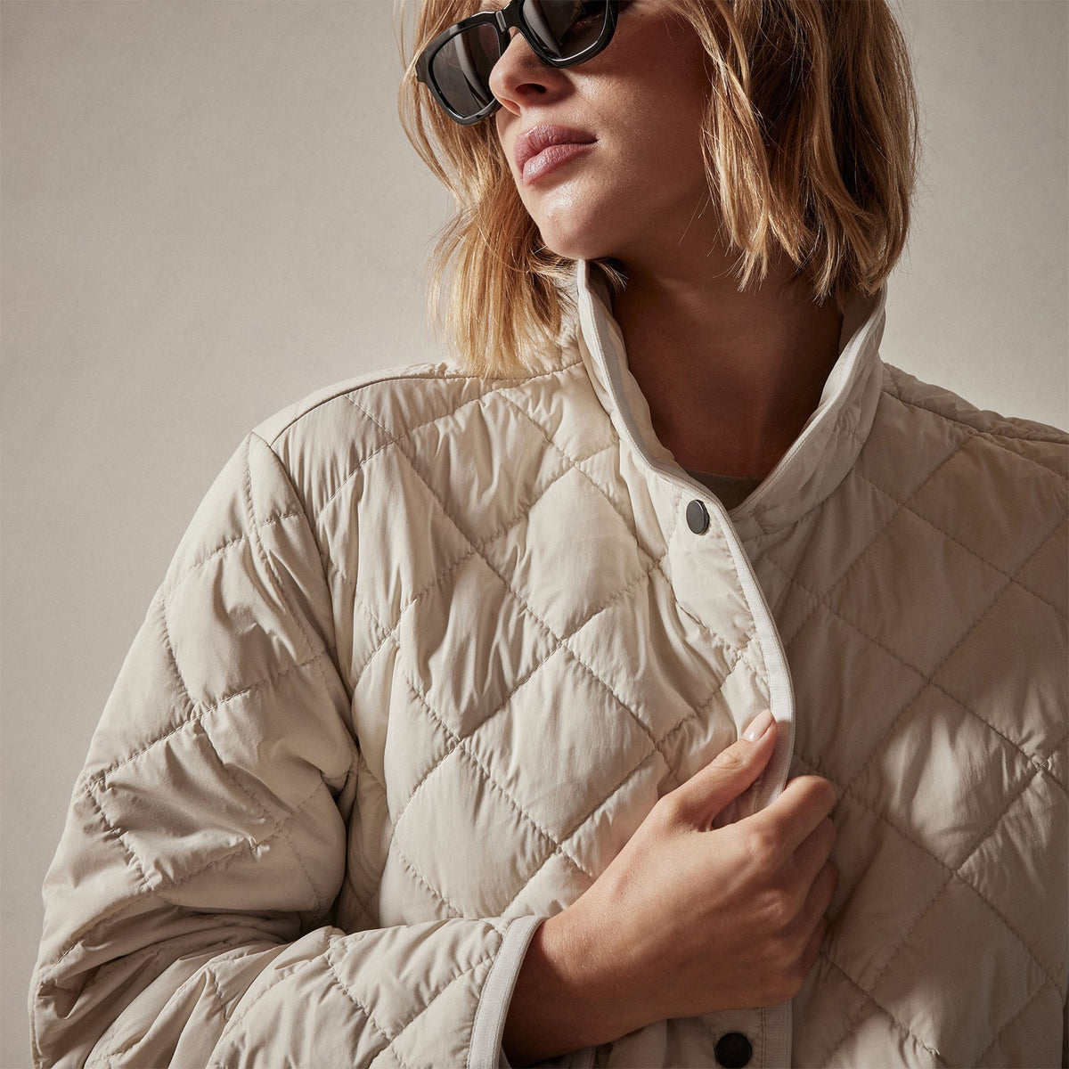 Diamond Quilted Jacket in Cloud | James Perse Los Angeles