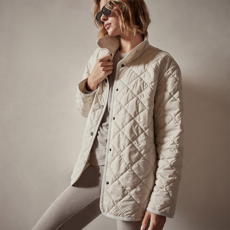 Diamond Quilted Jacket in Cloud | James Perse Los Angeles
