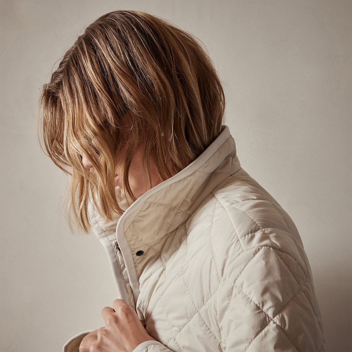 Diamond Quilted Jacket in Cloud | James Perse Los Angeles