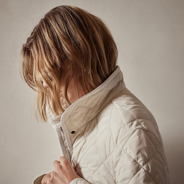 Diamond Quilted Jacket in Cloud | James Perse Los Angeles