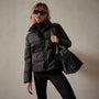 Side Stripe Puffer Jacket in Black/Black | James Perse Los Angeles